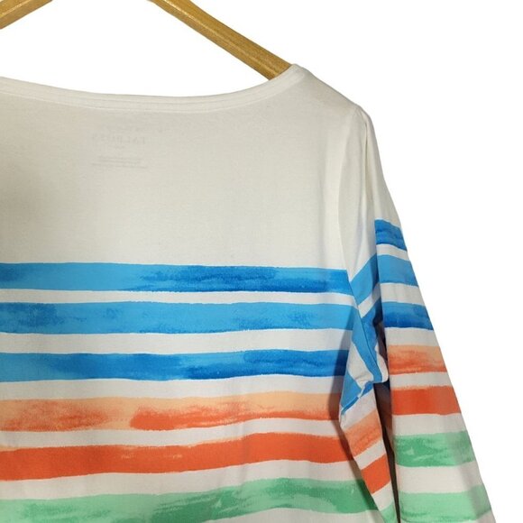 Talbots Women's Cotton/Spandex Water Color Striped 3/4 Sleeve top Size 1X - Picture 9 of 11